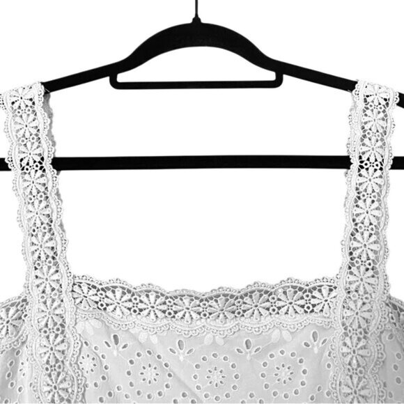 Charo Ruiz Nawa Crochet Lace Trim Square Neck Cotton Mini Dress, White, XS - Picture 6 of 15
